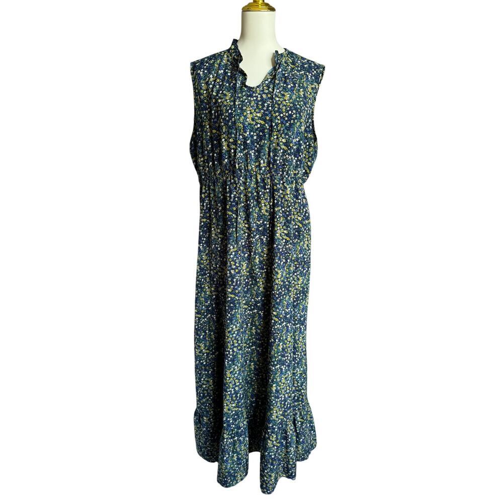 CzYinXian Blue Floral Maxi Dress Sleeveless Ruffle Hem Size 2XL - Picture 3 of 9